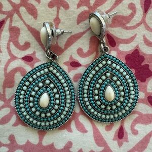 Lucky Brand Turquoise and Cream Teardrop Earrings